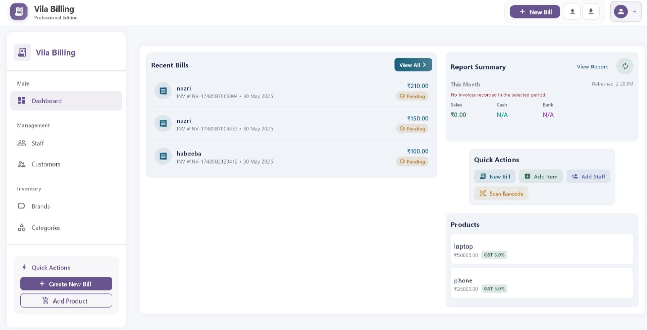 Vila PRO inventory management module